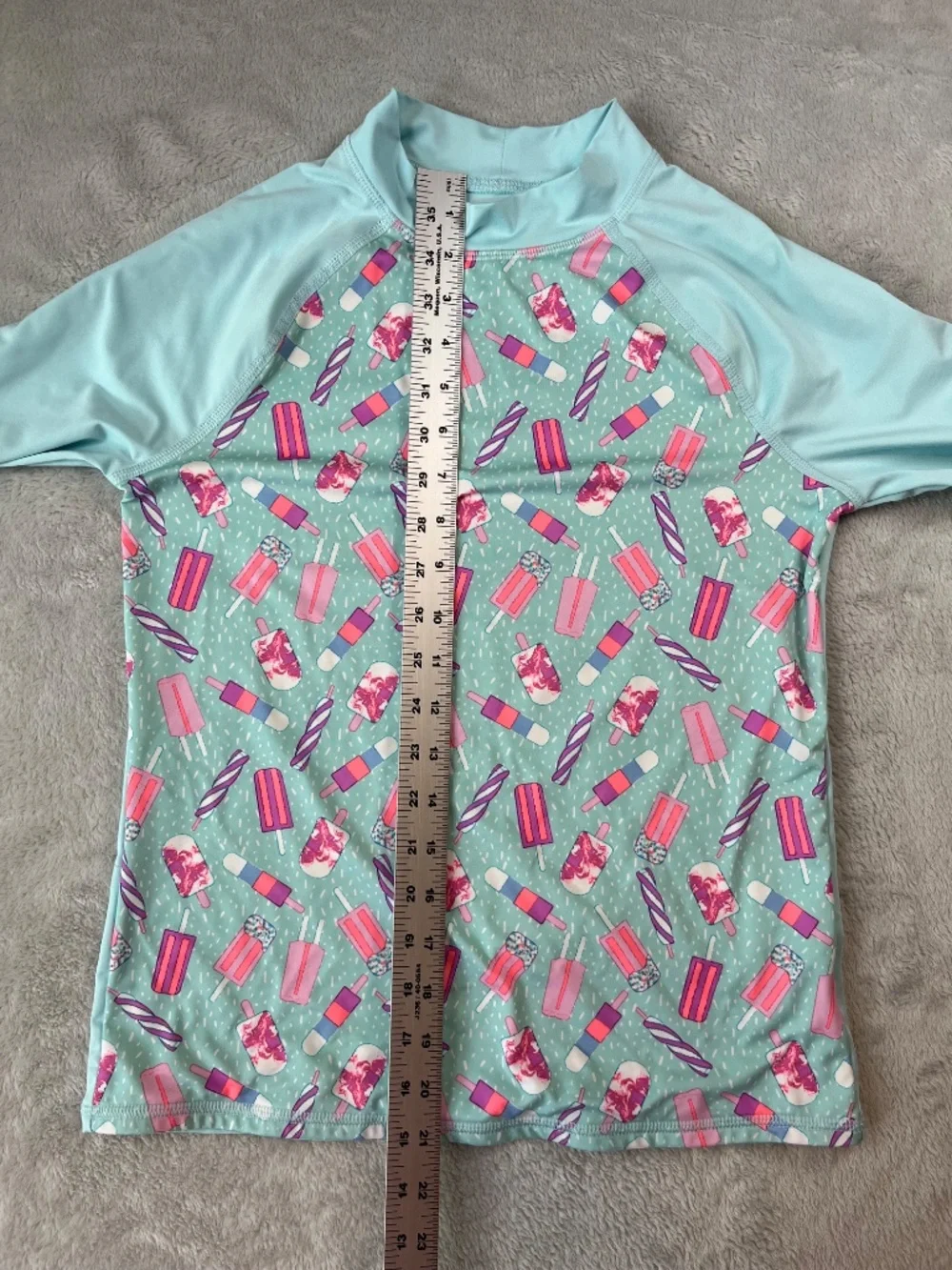 Lands' End Girls XL 14S 16S Long Sleeve Rash Guard Slim Swim Shirt Popsicles